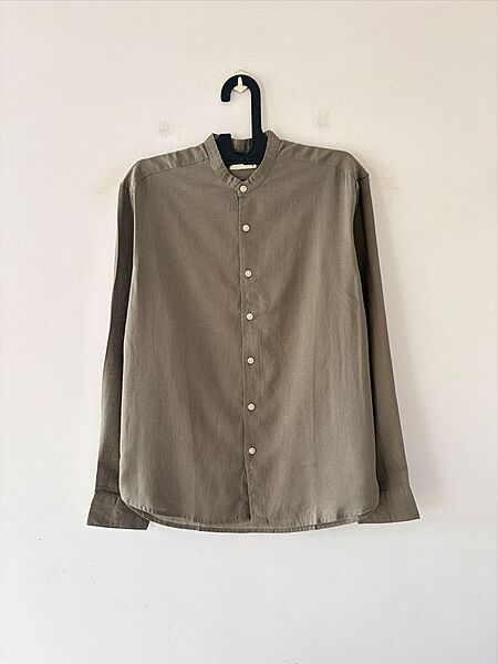 Taupe olive linen mandarin