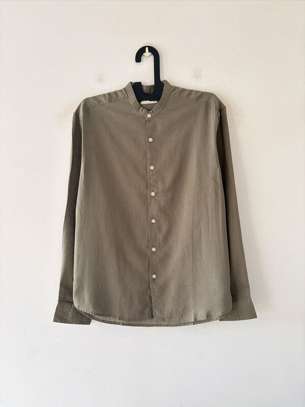 Taupe olive linen mandarin