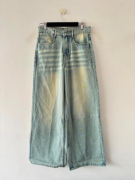 Sun bleach wide-leg jeans