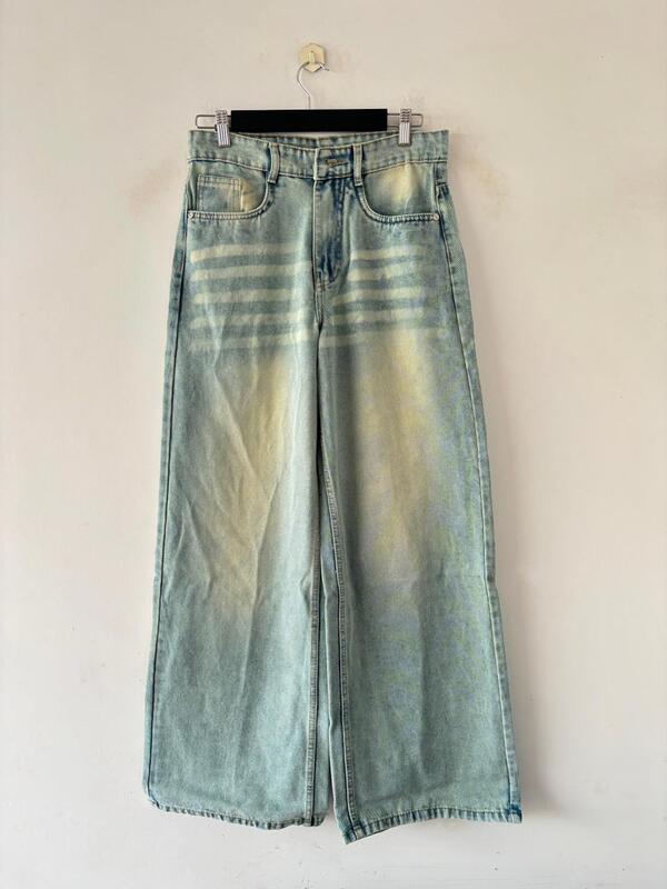 Sun bleach wide-leg jeans