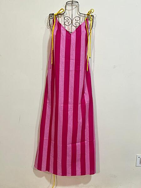 Anika's Free-Size Strappy Dress - Pink & Pink Stripes