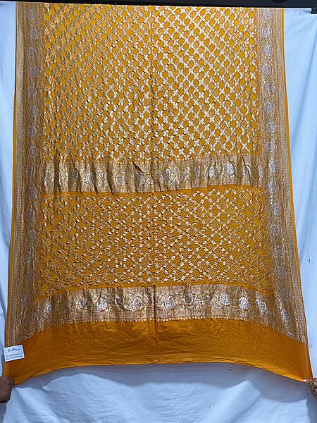 Kala Sanskruti All Over Golden Color Banarasi Georgette Bandhani Dupatta 2.5 M Elegant Traditional Wear Unique Dupatta for Women