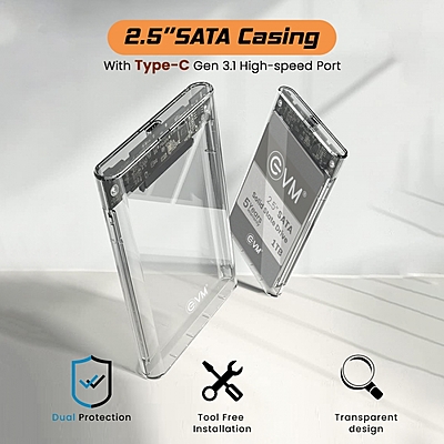 CASING EVM 2.5" SATA PLASTIC TRANPARENT ESC/TP-02