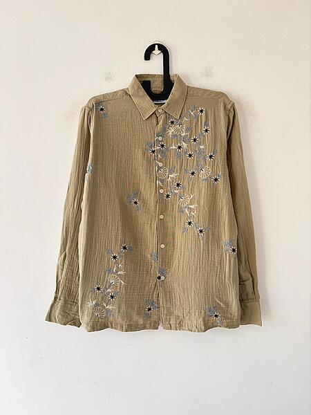 Warm beige embroidered shirt