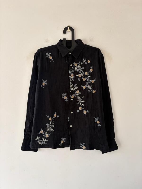 Black bloom embroidered shirt