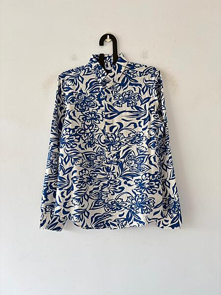 Indigo wave printed shirt