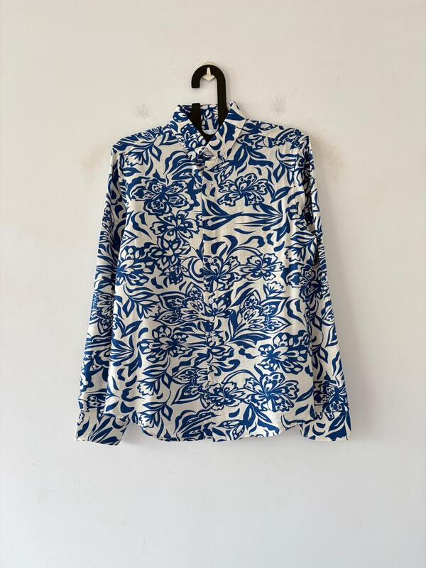 Indigo wave printed shirt