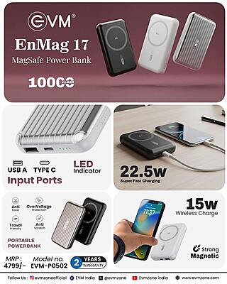 POWER BANK EVM 10000 MAH ENMAG-17 (P0502) POWER BANK EVM 10000 MAH ENMAG-17 (P0502)