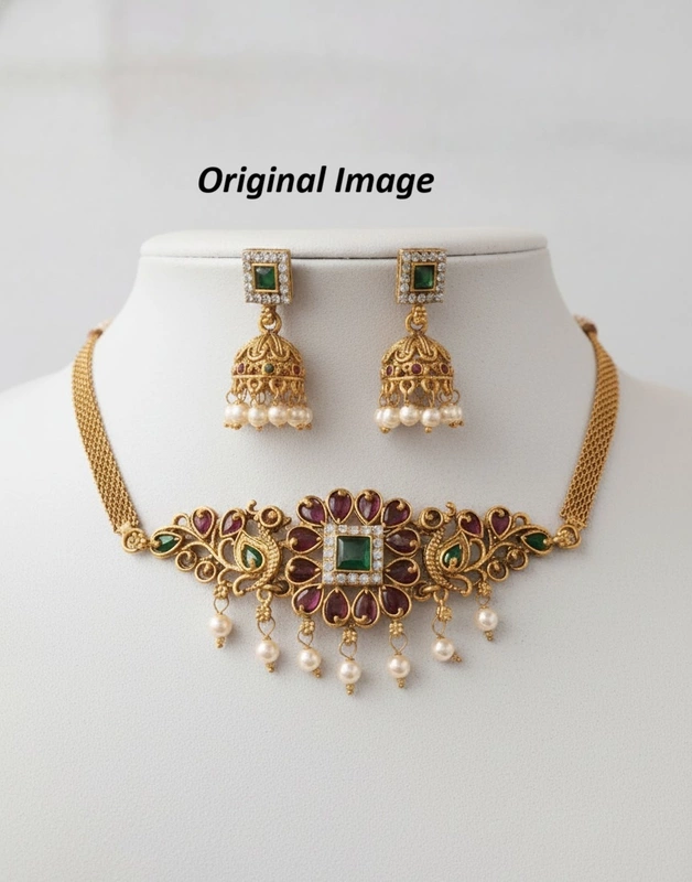 Classic Gold Tone Necklace Set with Matching Earrings