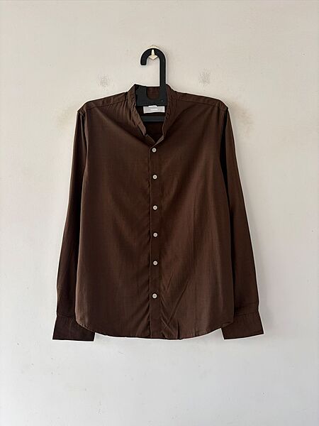 Coffee brown linen mandarin