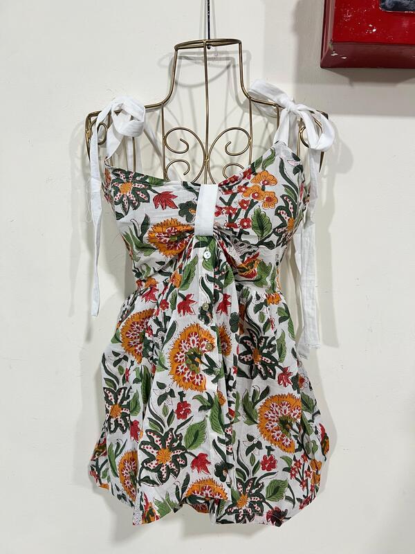 Yasmin's Tube Top - Scrunch & band + Button down - White & Flowers