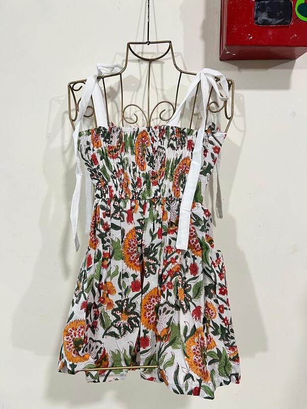 Yasmin's Tube Top - Scrunch & band + Button down - White & Flowers