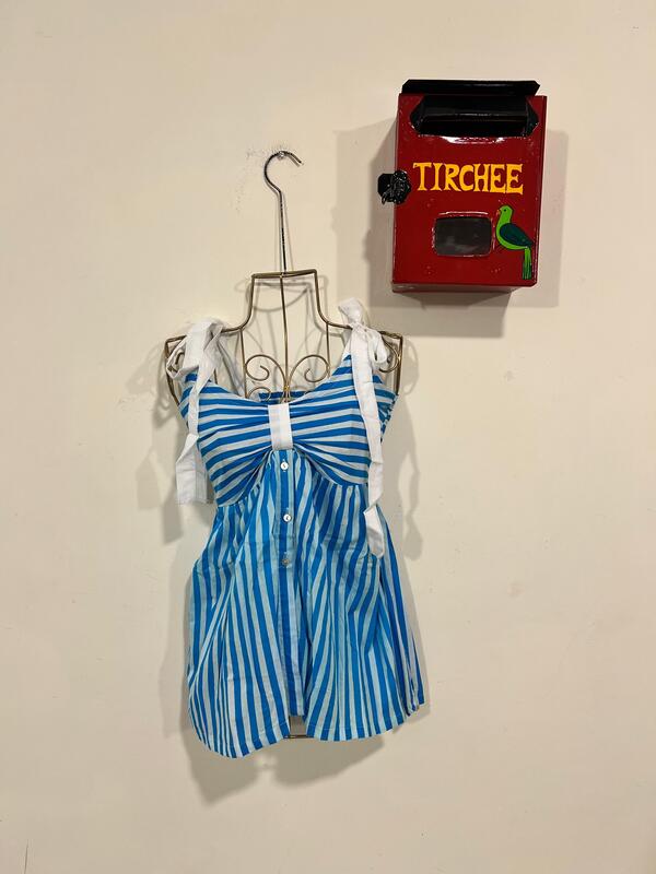 Yasmin's Tube Top - Scrunch & band + Button down - Blue & White Stripes