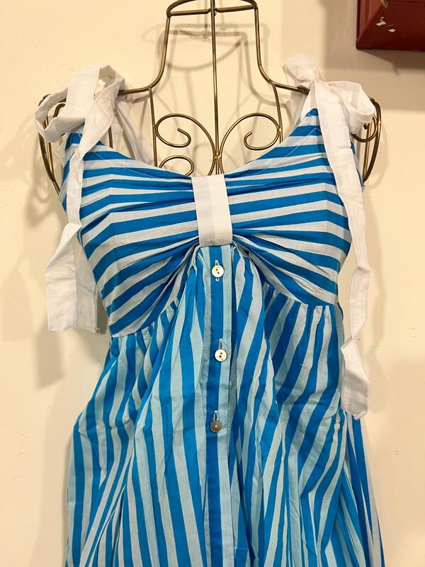 Yasmin's Tube Top - Scrunch & band + Button down - Blue & White Stripes