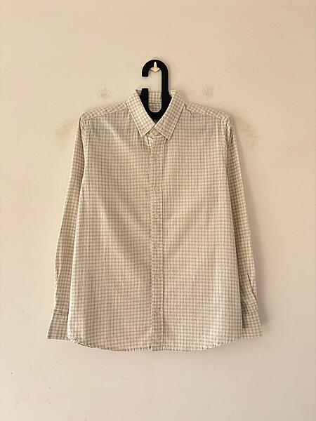 Cream & taupe micro check shirt