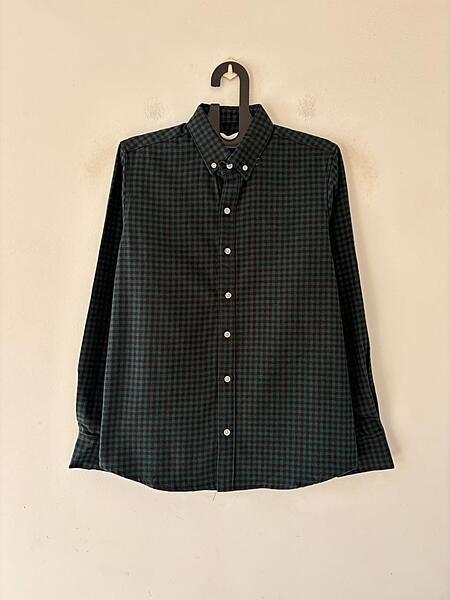 Pine & black micro check shirt