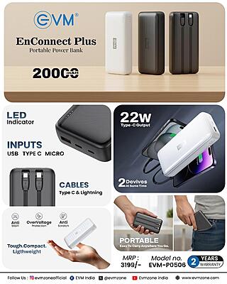 POWER BANK EVM 10000 MAH ENCONNECT 22.5W (P0501) POWER BANK EVM 10000 MAH ENCONNECT 22.5W (P0501)