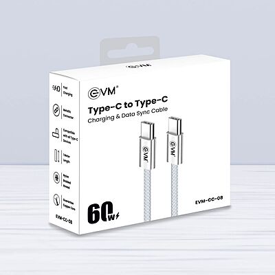 CABLE EVM TYPE-C TO TYPE-C METAL BRAIDED 60W CC-08
