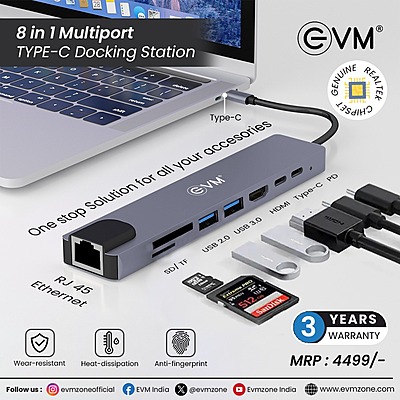 DOCKING STATION EVM 8 IN 1 TYPE C MULTI PORT