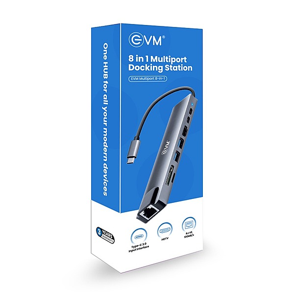 DOCKING STATION EVM 8 IN 1 TYPE C MULTI PORT