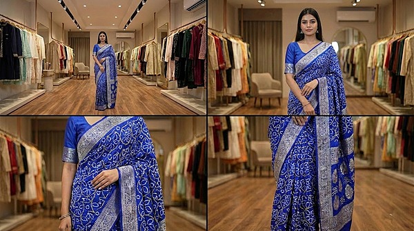 Kala Sanskruti All Over Royal Blue Color Pure Gaji Silk Bandhani Saree 6.5M with Blouse Piece Elegant Traditional Wear Saree for Women
