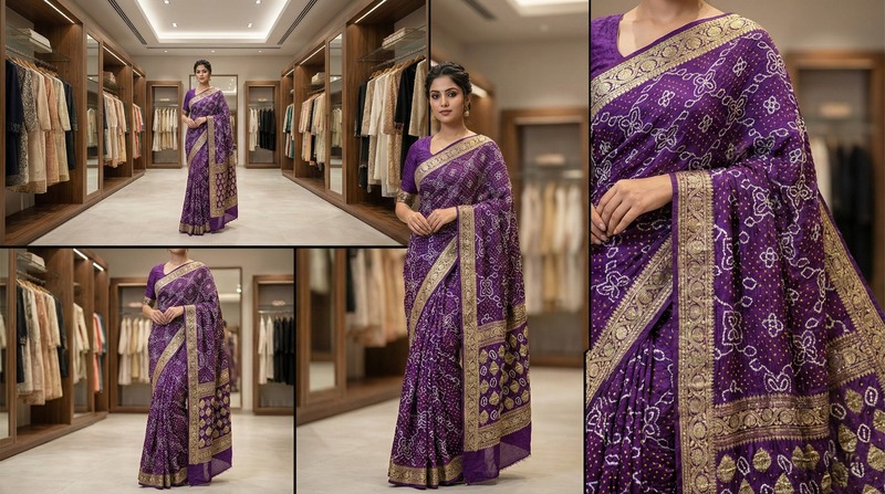 Kala Sanskruti All Over Magenta Color Pure Gaji Silk Bandhani Saree 6.5M with Blouse Piece Elegant Traditional Wear Saree for Women