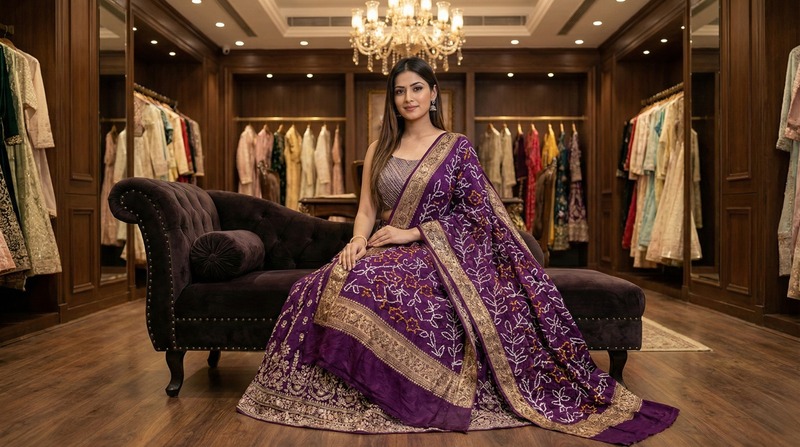 Kala Sanskruti All Over Magenta Color Gaji Silk Bandhani Dupatta 2.5M Elegant Traditional Wear Gaji Dupatta for Women