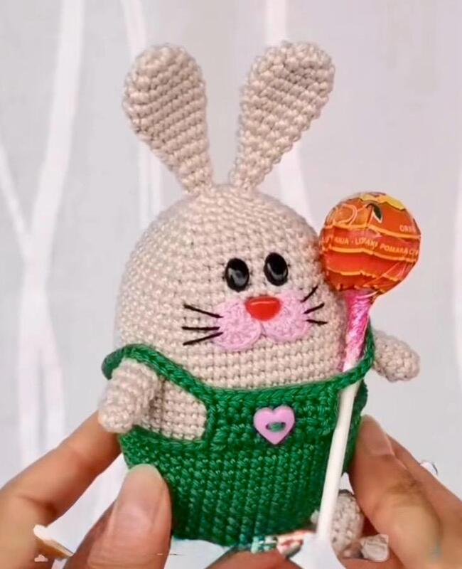 Handmade Crochet Bunny Toy with Candy