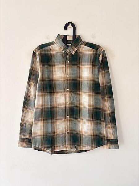 Emerald & beige flannels