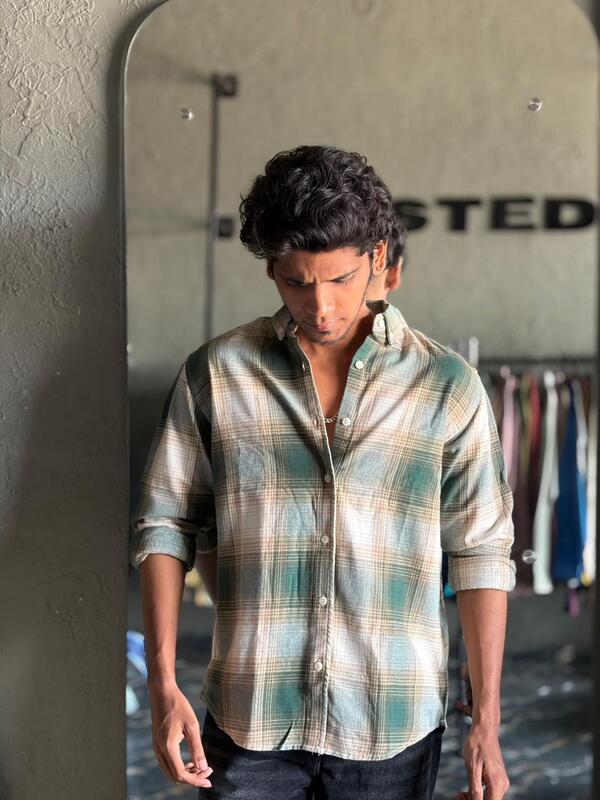 Emerald & beige flannels