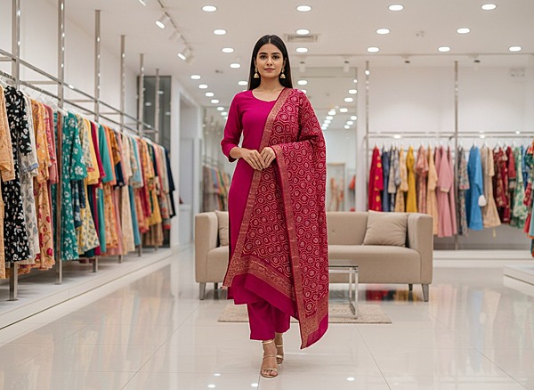 Kala Sanskruti All Over Rani Pink  Color Gaji Silk Bandhani Dupatta 2.5M Elegant Traditional Wear Gaji Dupatta for Women