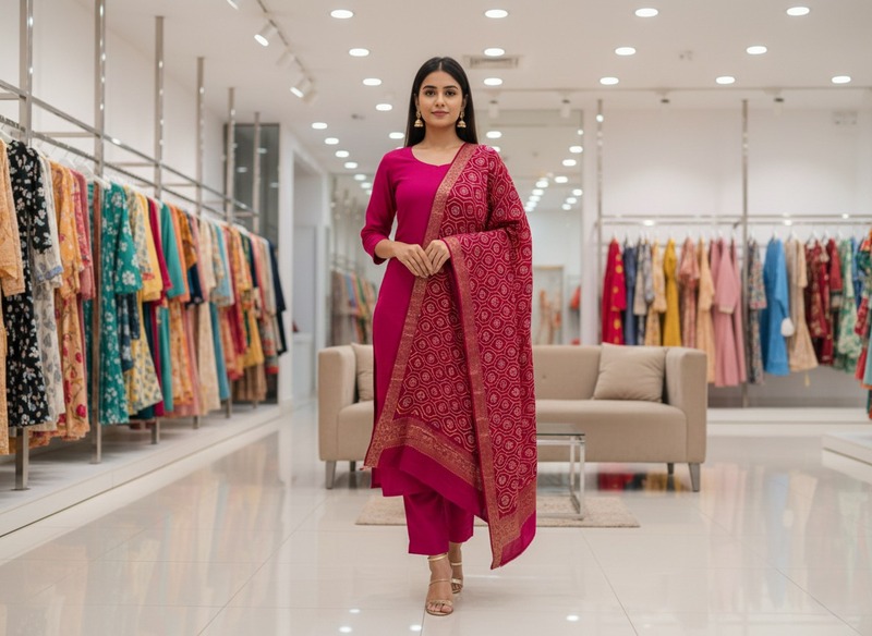 Kala Sanskruti All Over Rani Pink  Color Gaji Silk Bandhani Dupatta 2.5M Elegant Traditional Wear Gaji Dupatta for Women