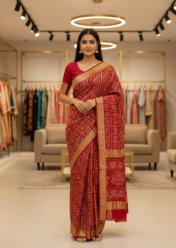 Kala Sanskruti All Over Maroon Color Pure Gaji Silk Heavy Gharchola Bandhani Saree 6.5M with Blouse Piece Elegant Traditional Wear Gharchola Saree for Women