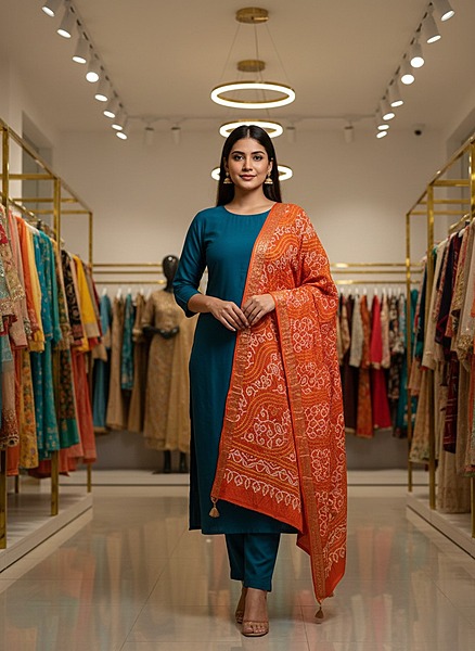 Kala Sanskruti All Over Orange Color Gaji Silk Bandhani Dupatta 2.5M Elegant Traditional Wear Gaji Dupatta for Women