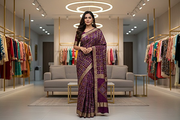 Kala Sanskruti All Over Wine Color Pure Gaji Silk Heavy Gharchola Bandhani Saree 6.5M with Blouse Piece Elegant Traditional Wear Gharchola Saree for Women