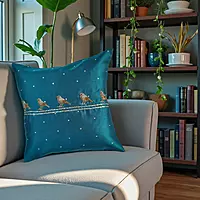 Zardozi Sparrow Cluster Cushion Cover Zardozi Sparrow Cluster Cushion Cover