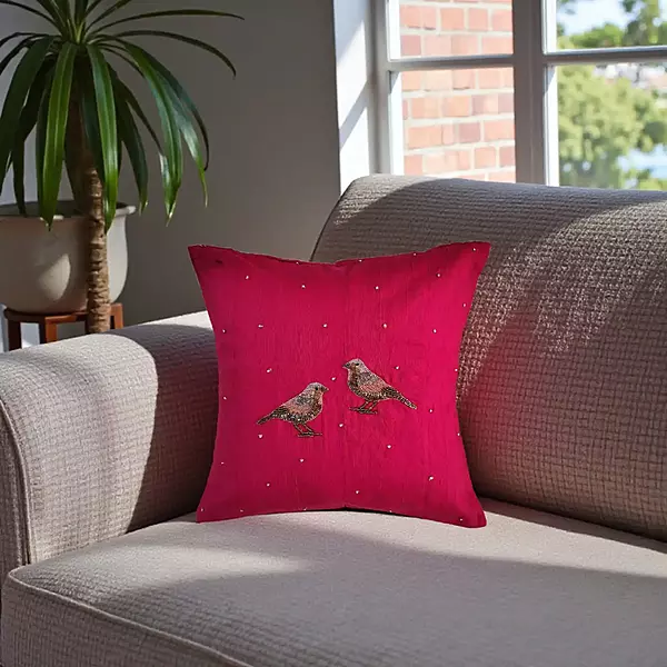 Zardozi Sparrow Cushion Cover