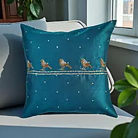 Zardozi Sparrow Cluster Cushion Cover Zardozi Sparrow Cluster Cushion Cover