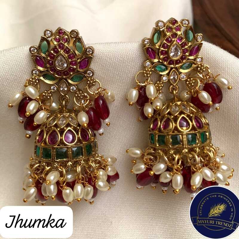 lotus design multicolour jhumka