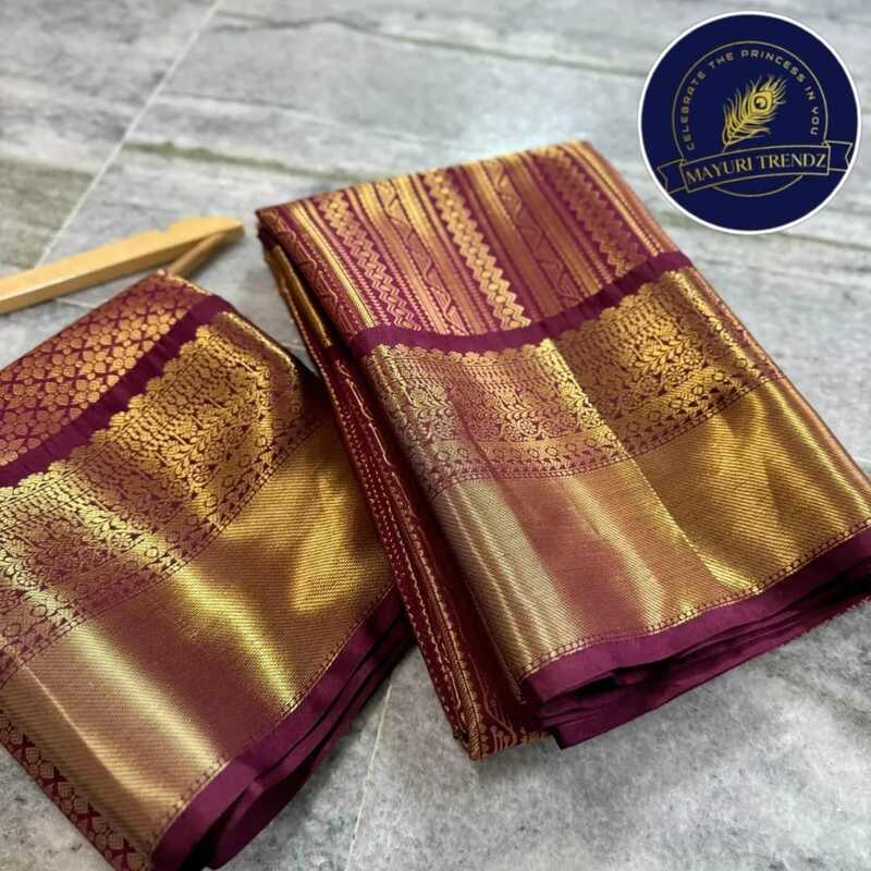 Maroon golden silk saree