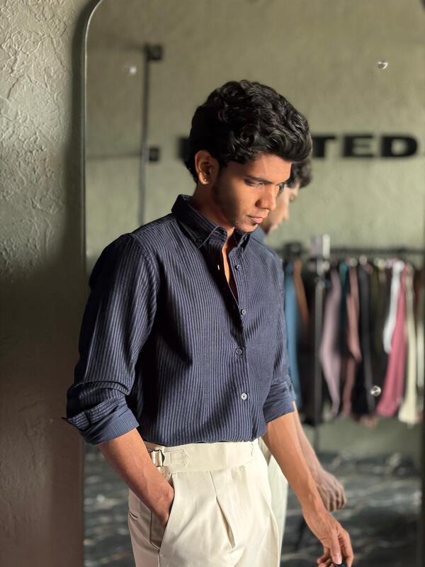 Navy blue velvet shirt