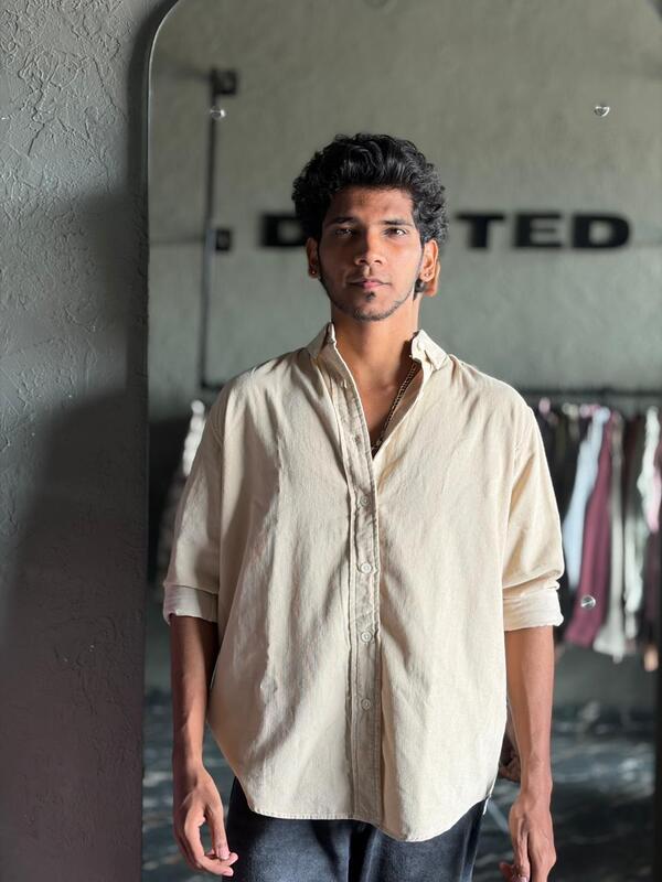 Sand beige corduroy shirt