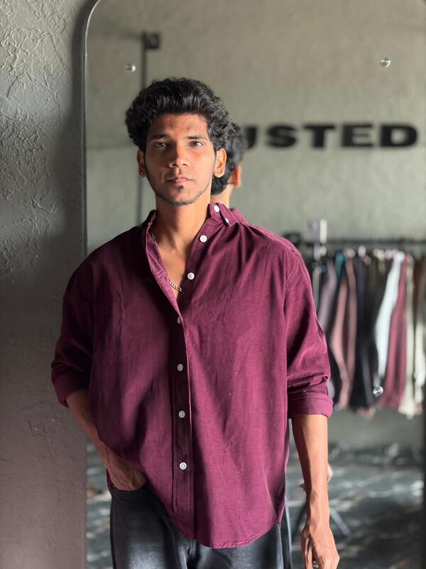Wine maroon corduroy shirt