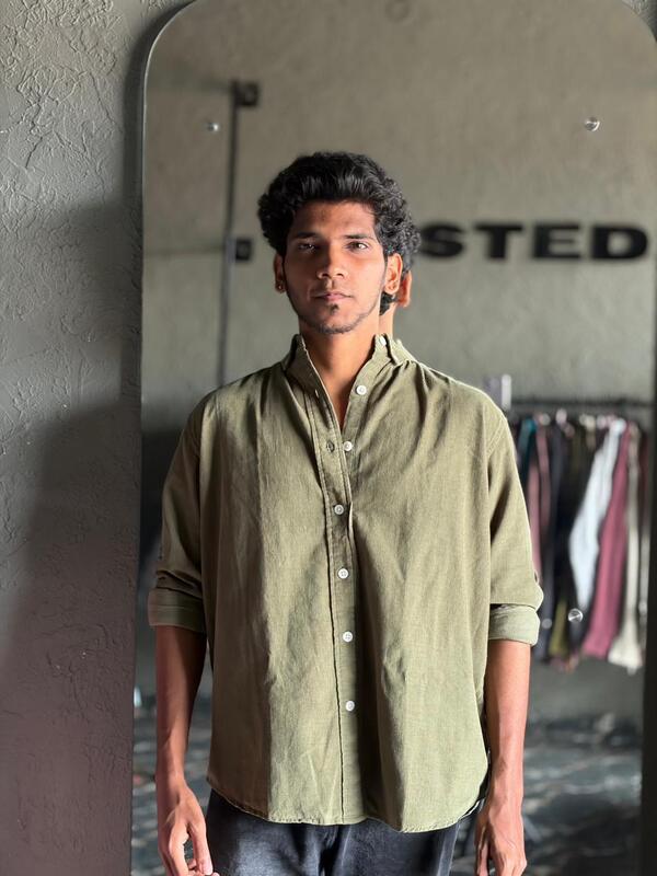 Moss stone corduroy shirt