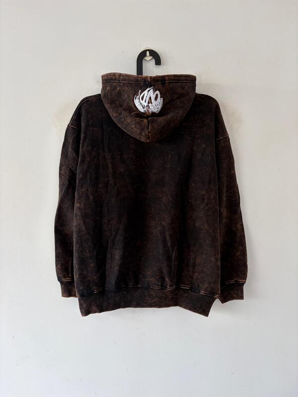 Obsidian brown acid-wash hoodie