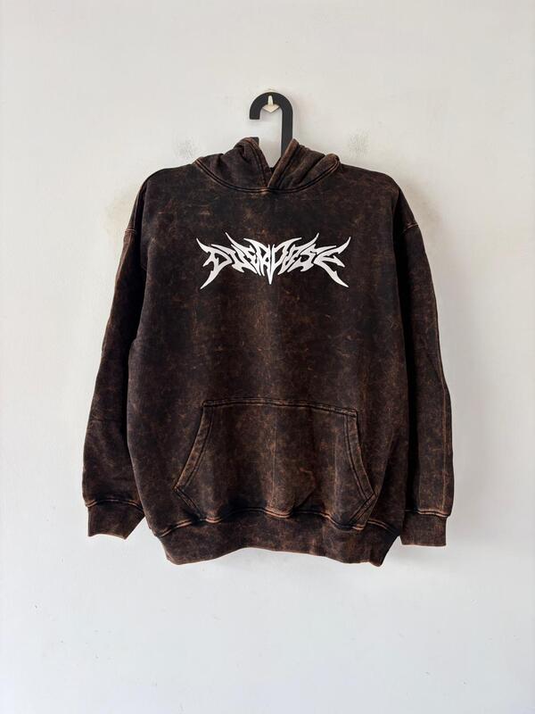Obsidian brown acid-wash hoodie