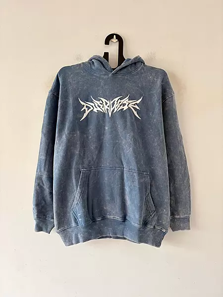 Dusty indigo acid-wash hoodie