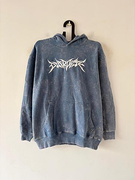 Dusty indigo acid-wash hoodie
