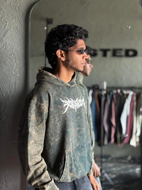 Forest ash acid-wash hoodie