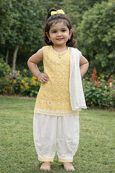 Girls Cotton Kurti & Dhoti Pant Set with Dupatta